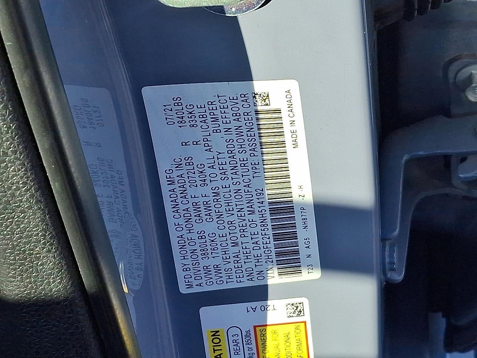 2022 Honda Civic Sedan Sport CVT