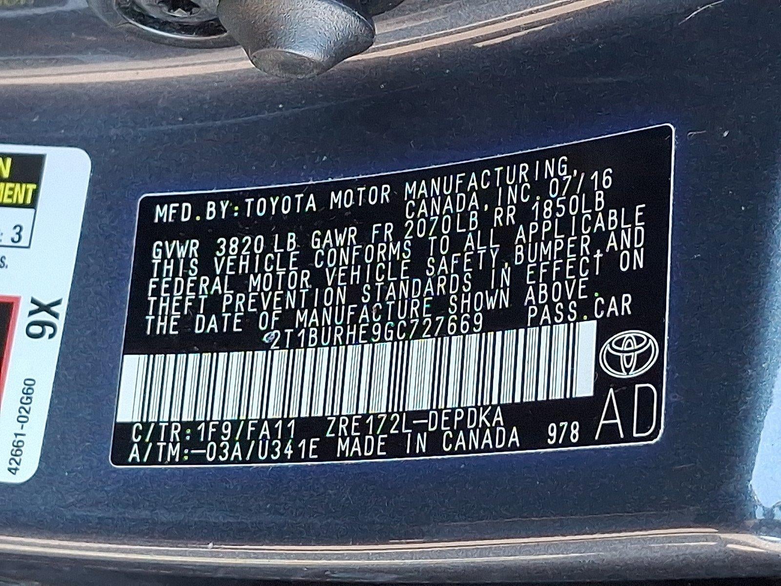 2016 Toyota Corolla 4dr Sdn Auto L (Natl)