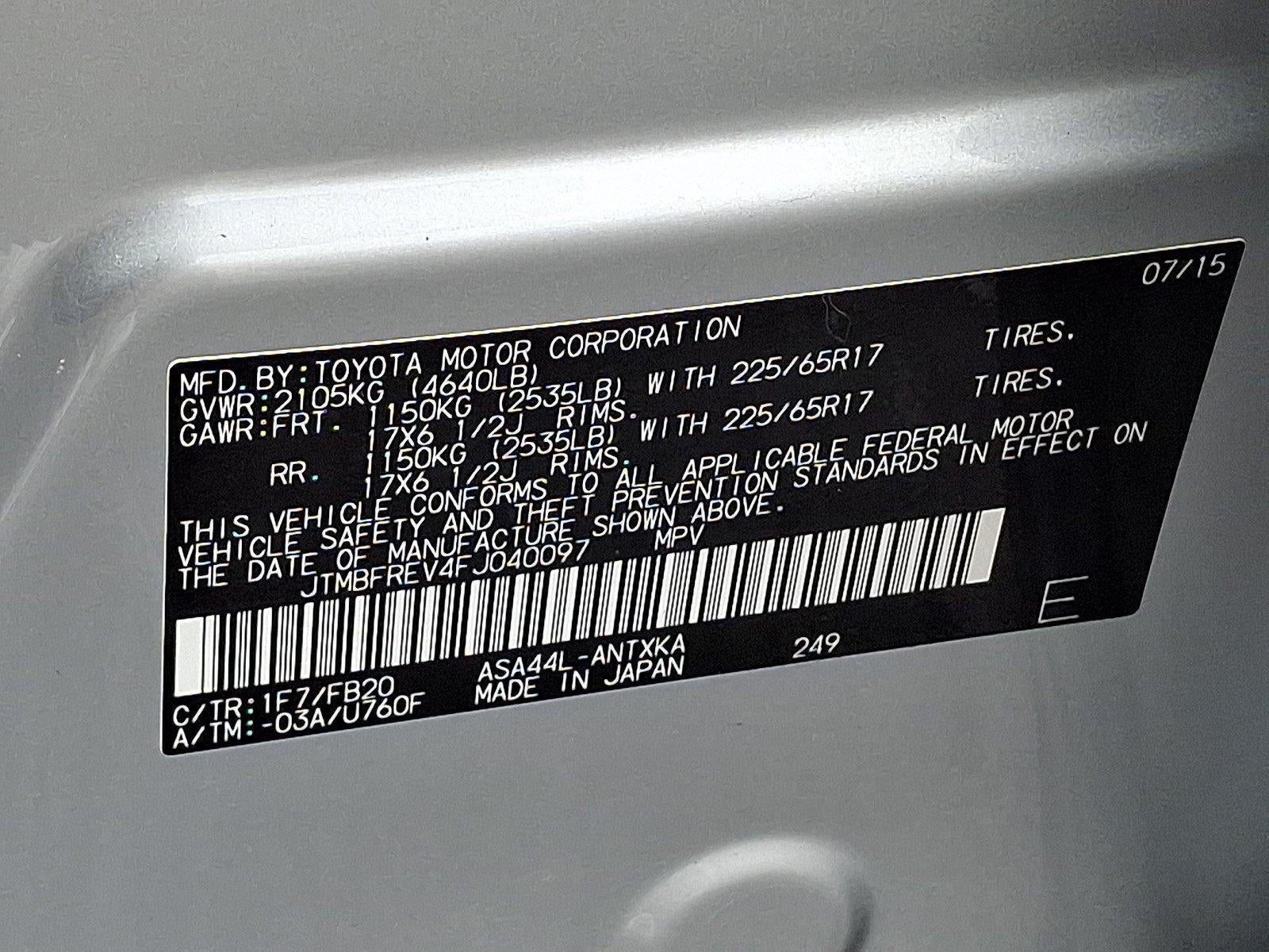 2015 Toyota RAV4 AWD 4dr LE (Natl)