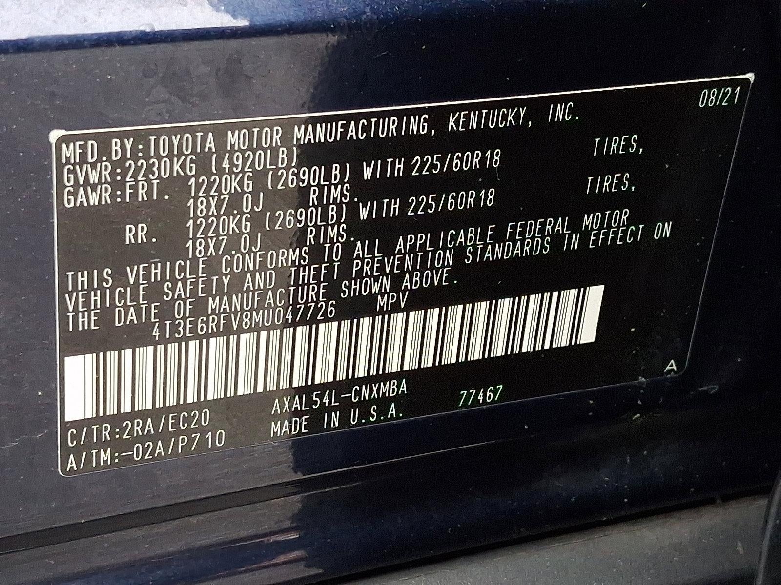 2021 Toyota RAV4 Hybrid XSE AWD (Natl)