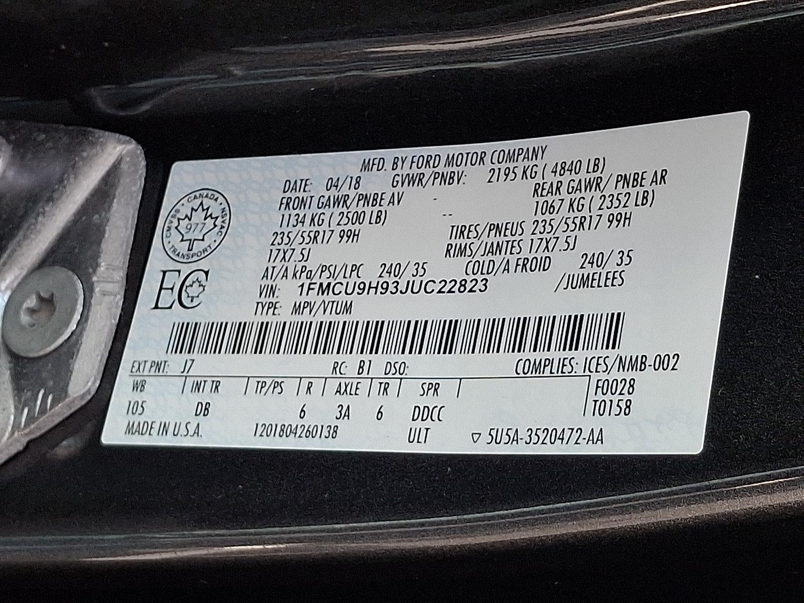 2018 Ford Escape SEL 4WD