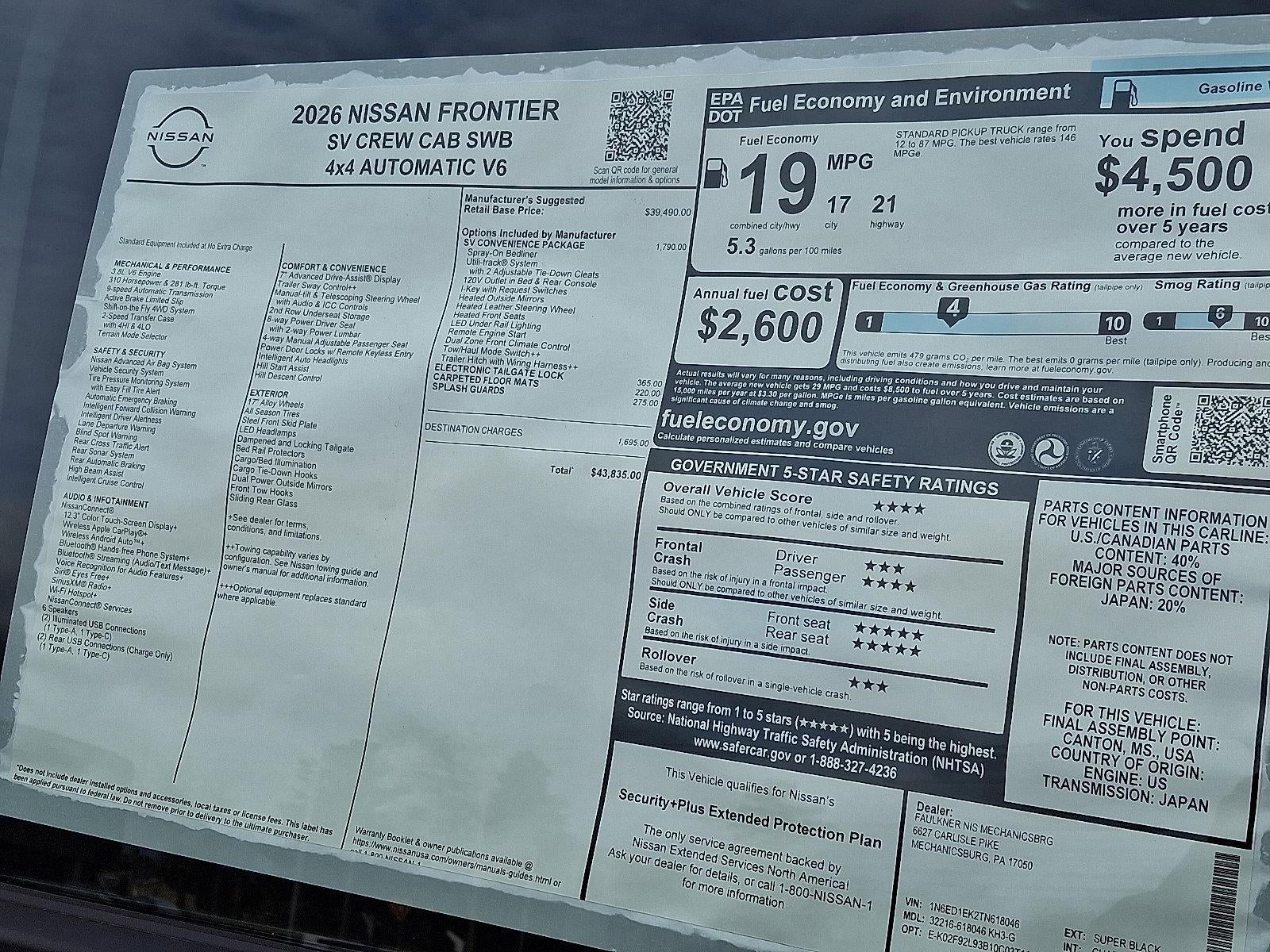 2026 Nissan Frontier Crew Cab SV