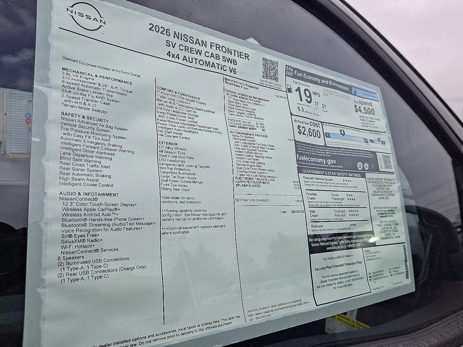 2026 Nissan Frontier Crew Cab 4x4 SV