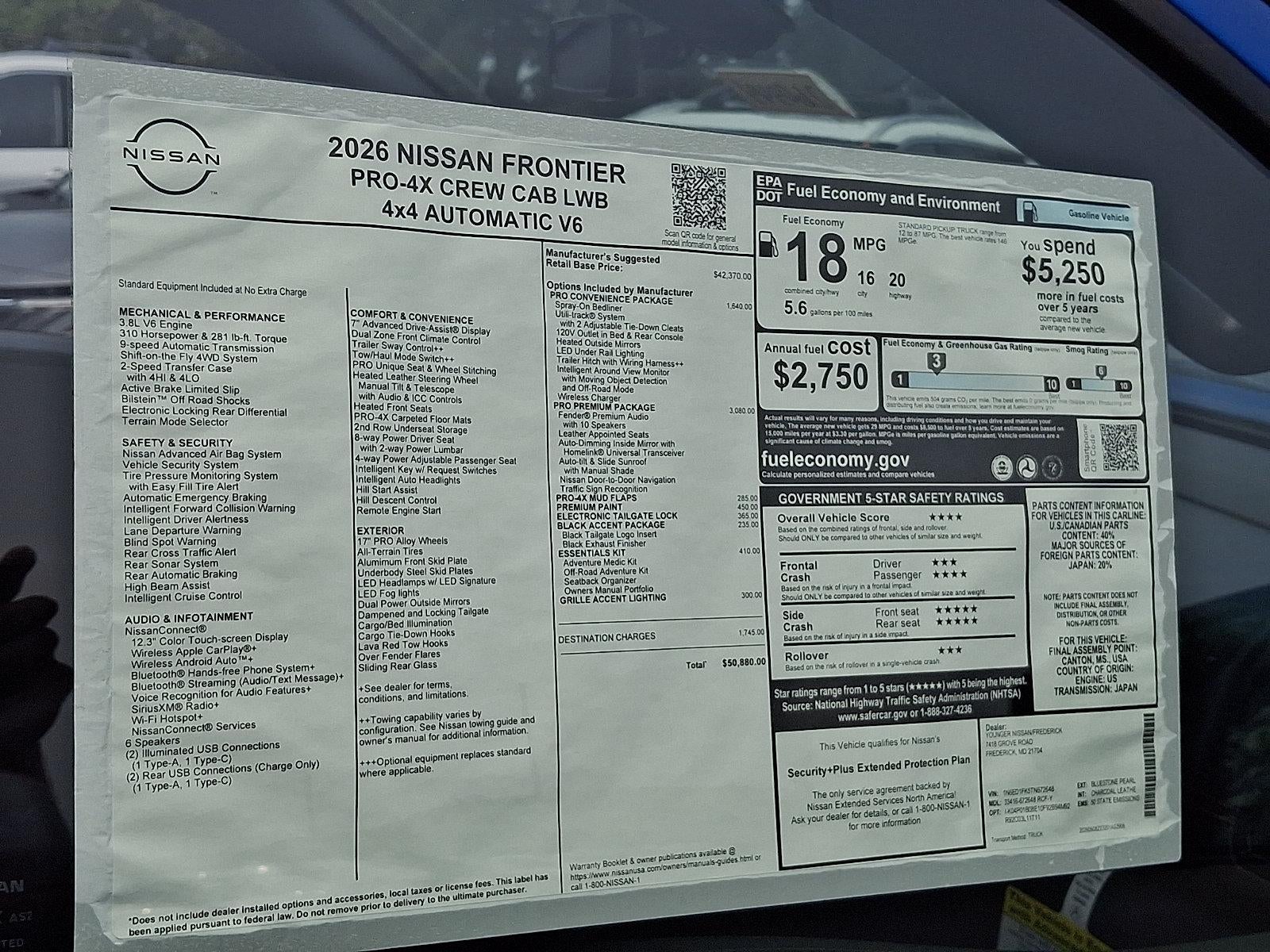 2026 Nissan Frontier Crew Cab PRO-4X® Long Bed