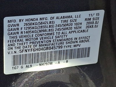 2016 Honda Pilot Elite