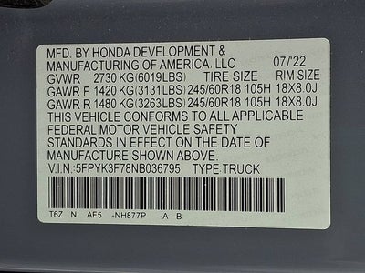 2022 Honda Ridgeline RTL-E