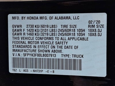 2020 Honda Ridgeline Black Edition
