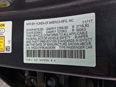 2018 Honda Accord Sedan Touring 1.5T CVT