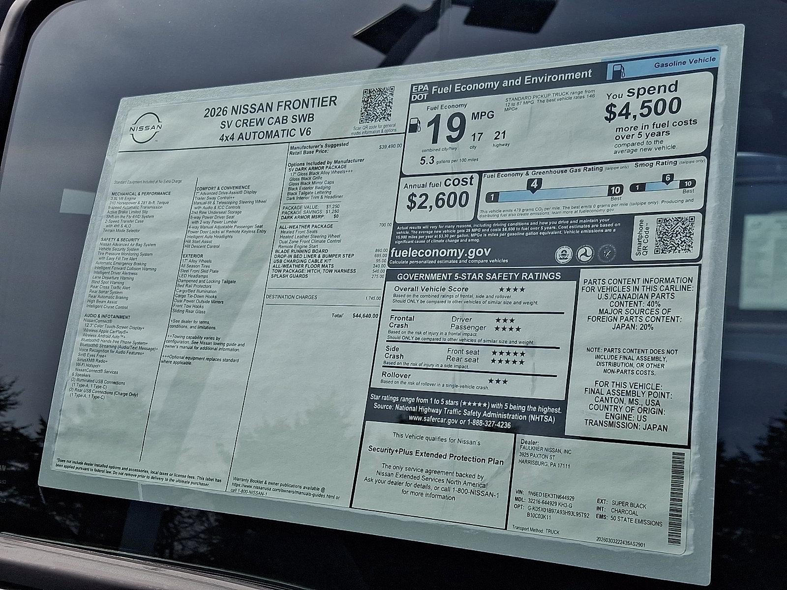 2026 Nissan Frontier Crew Cab SV