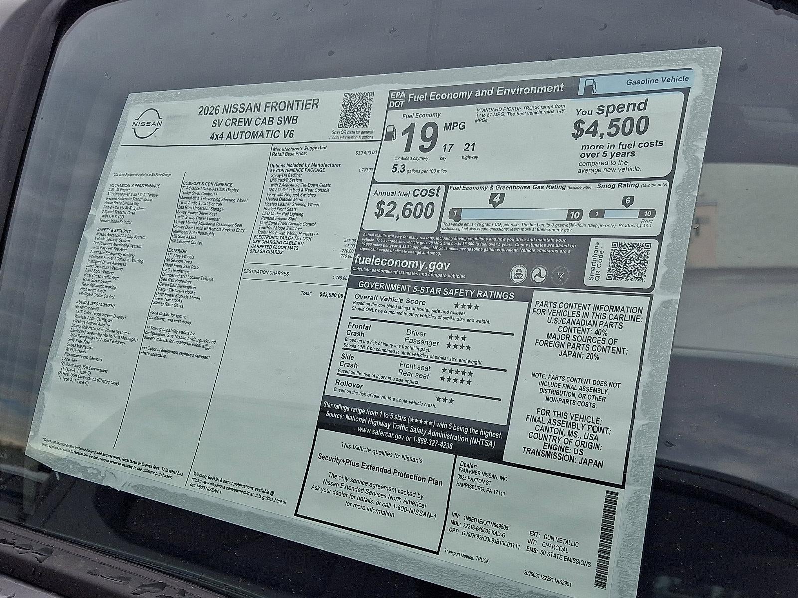 2026 Nissan Frontier Crew Cab SV