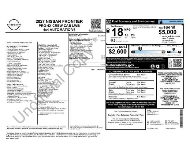 2027 Nissan Frontier Crew Cab PRO-4X® Long Bed