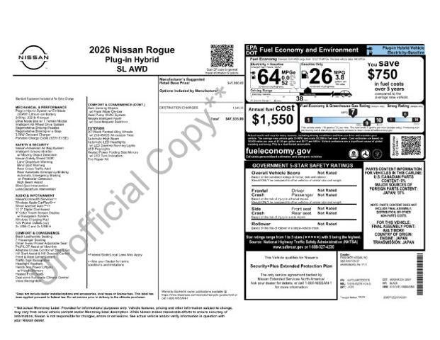2026 Nissan Rogue Plug-In Hybrid AWD SL