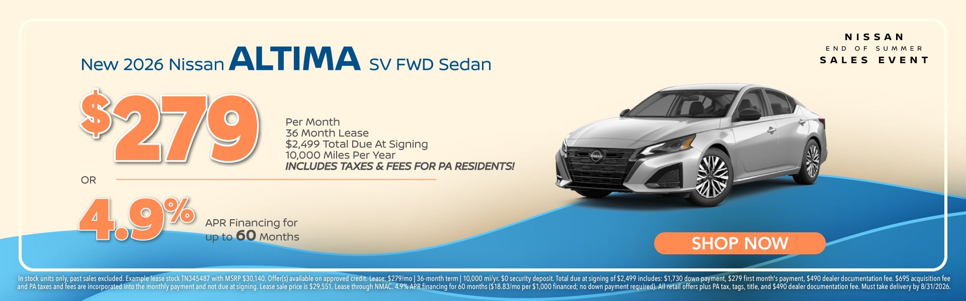 New 2026 Nissan Altima SV AWD
