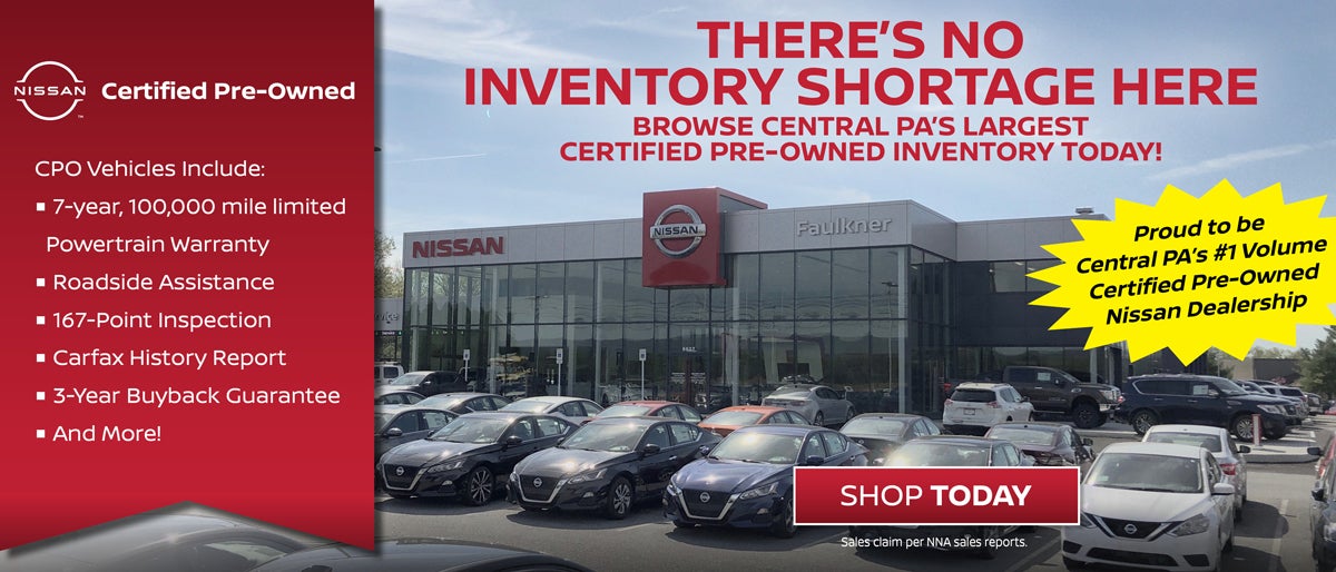 No inventory shortage here at Faulkner Nissan Of Mechanicsburg in Mechanicsburg PA